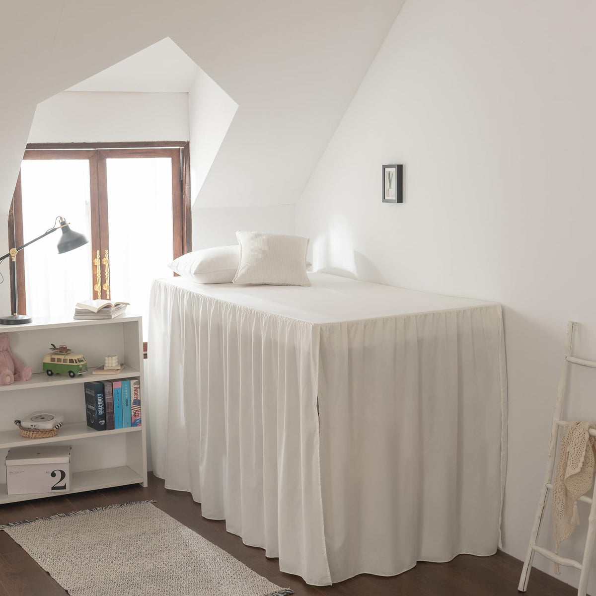 Dorm Room Bed Skirt Twin XL, College Dorm Bed Skirt-White, 34 Inch
