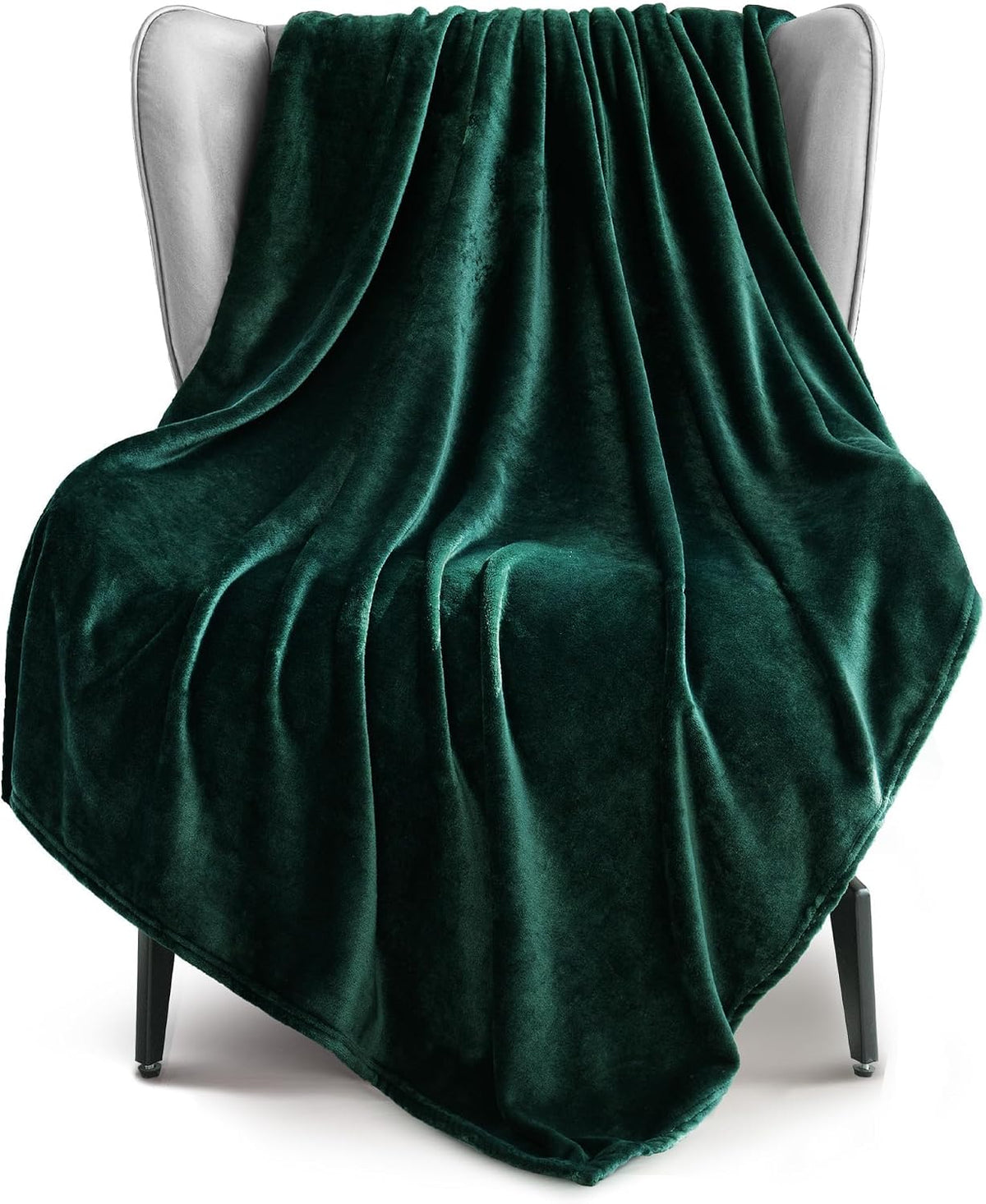 Exclusivo Mezcla Soft Large Fleece Throw Blanket for Couch, Forest Green
