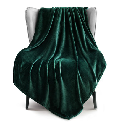 Exclusivo Mezcla Soft Large Fleece Throw Blanket for Couch, Forest Green