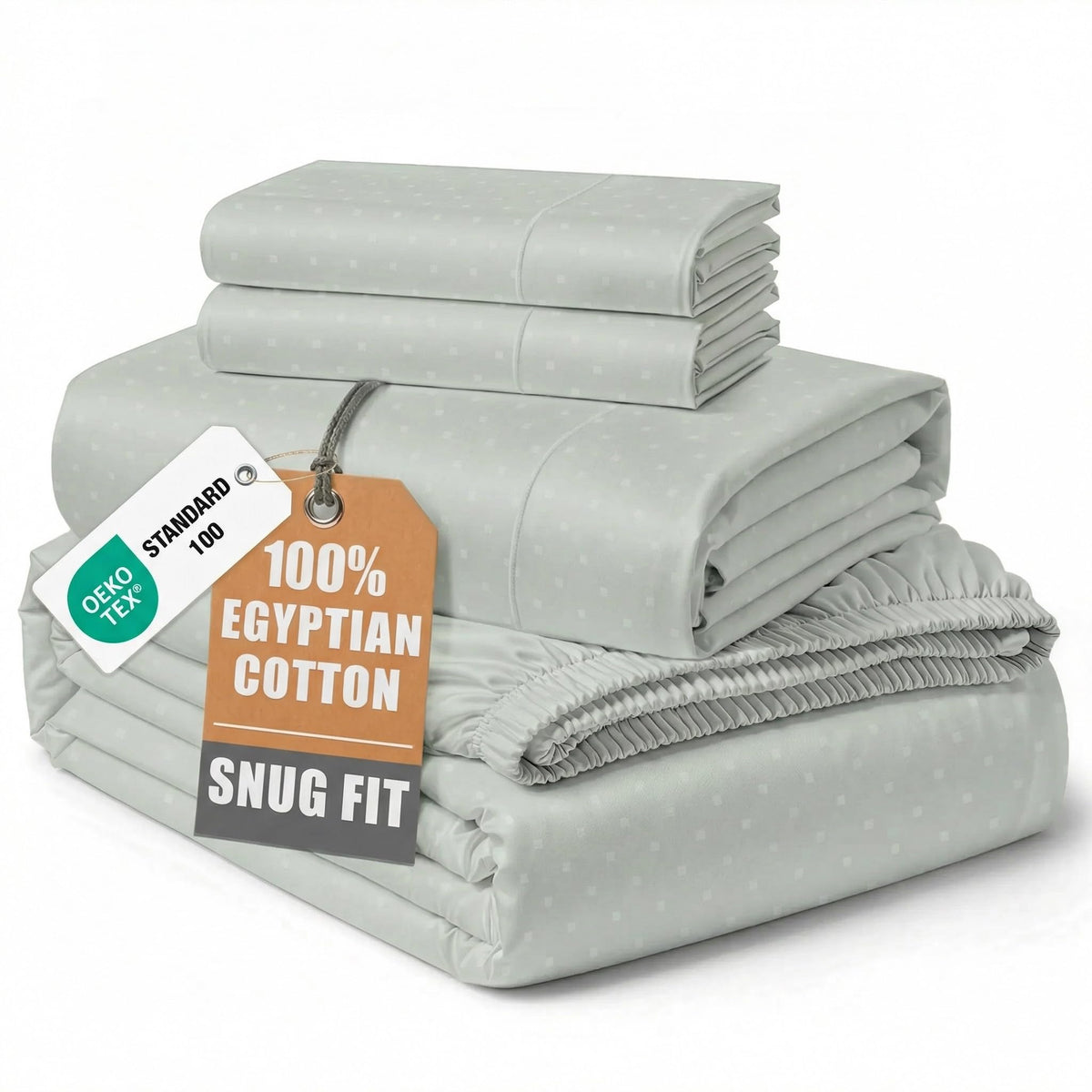 LANE LINEN 100% Egyptian Cotton Sheets King Size Silky Sateen Weave - White
