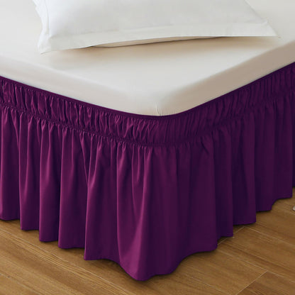 MEILA Wrap Around Elastic Bed Skirt for Queen & King Beds, 16" Drop, Beige