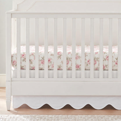 Brandream Scallop Edge Organic Cotton Crib Skirt, Baby Boy, Baby Girl, Gender Neutral Crib Skirt Toddler Bedskirt Farmhouse Chic Nursery Crib Bed Skirt, Boho Bohemian Solid Beige Skirt