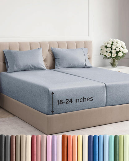 Extra Deep King Sheet Set - 4 Piece Breathable & Cooling - Antique White
