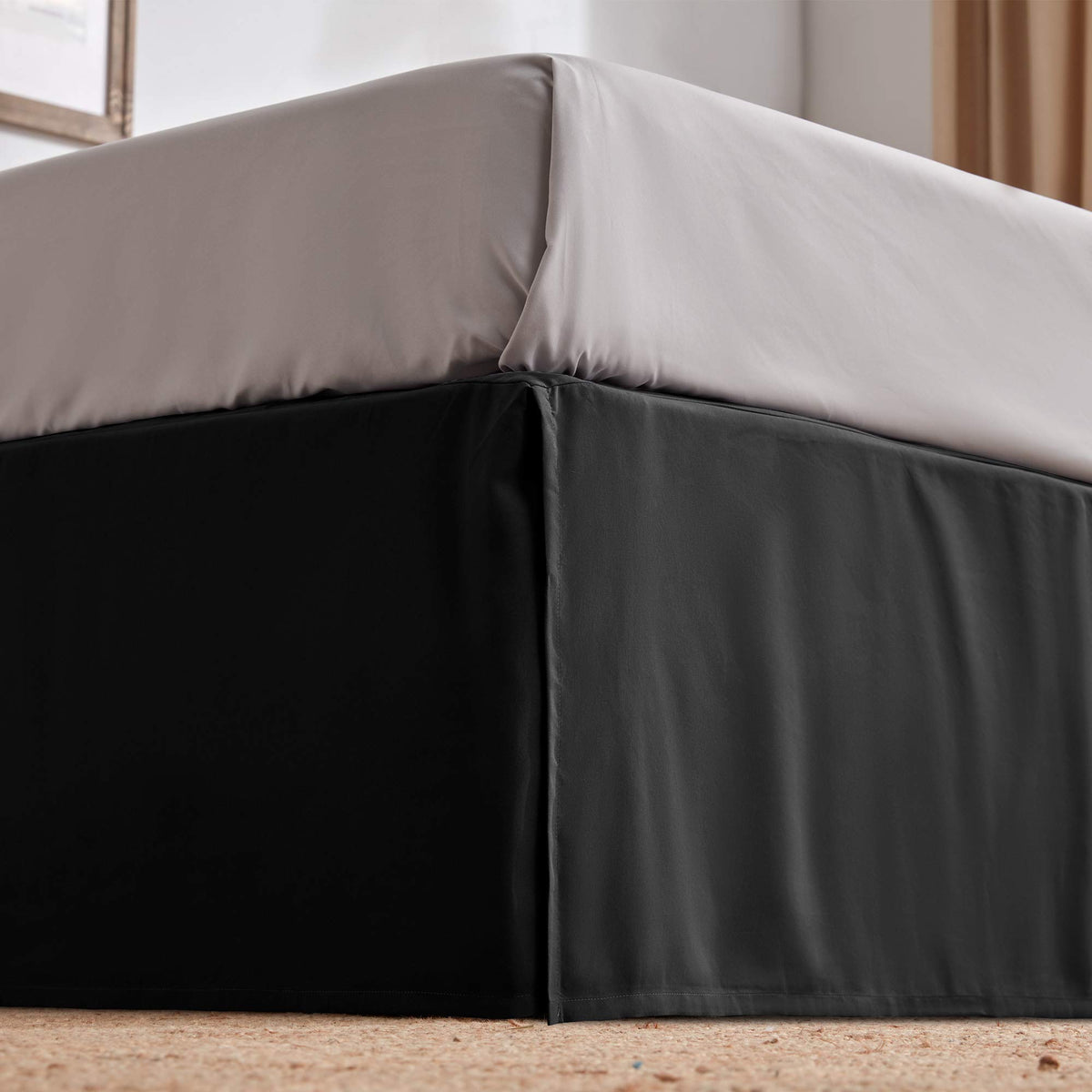 SLEEP ZONE Pleated Bed Skirts King Size, 15 inch Tailored Drop Easy Fit Bedskirt, Anti-Static, Fade Resistant (King, Beige)