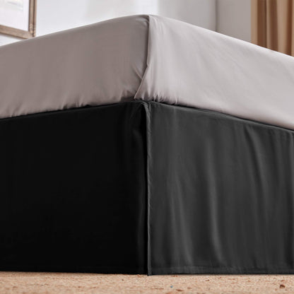 SLEEP ZONE Pleated Bed Skirts King Size, 15 inch Tailored Drop Easy Fit Bedskirt, Anti-Static, Fade Resistant (King, Beige)