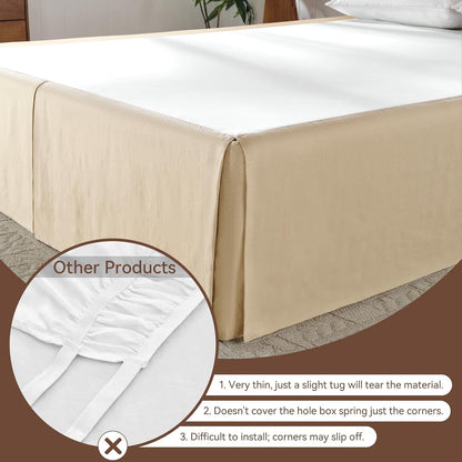 French Linen Bed Skirt 14" Tailored Drop Dust, Easy Fit Breathable Natural Flax Soft Cozy Farmhouse Bedding (14" Queen, 60"×80")