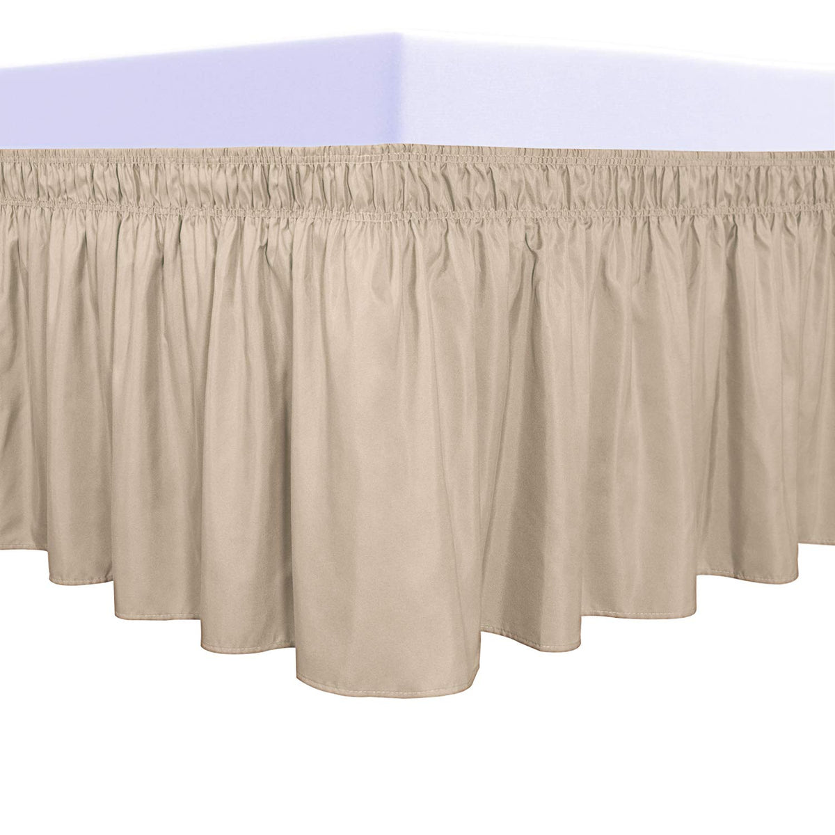 PureFit Wrap Around Ruffled Bed Skirt, White, Queen/King - 18" Drop