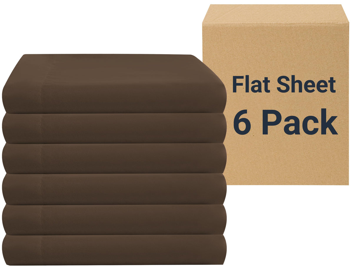 ZPECC Twin Flat Sheets Only White 4 Pack, Color-Coded Hem Threads