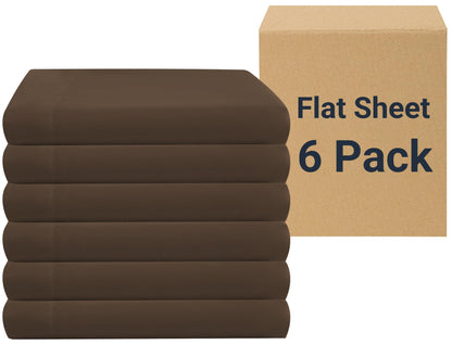 ZPECC Twin Flat Sheets Only White 4 Pack, Color-Coded Hem Threads