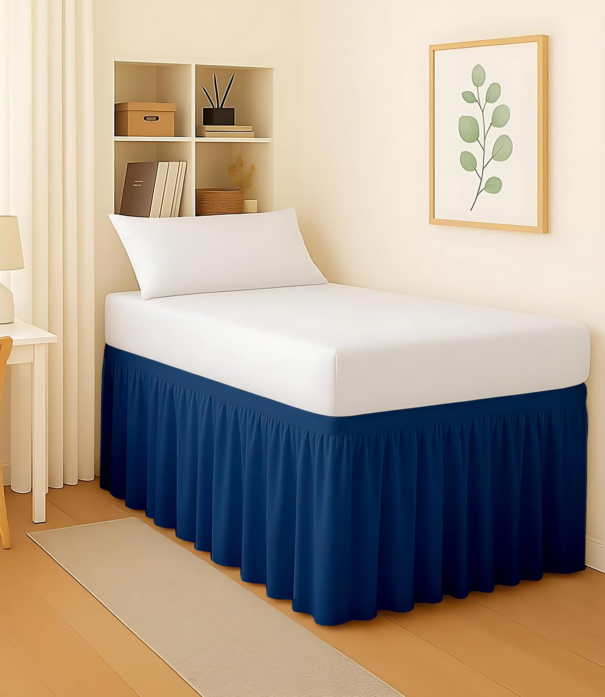 Mattress-Homes College Dorm Bed Skirt Twin XL, 42 Inch Drop Extra Long Bed Skirt, Split Corner Tailored Dust Ruffle, Premium Brushed Microfiber, Wrinkle Resistant, White