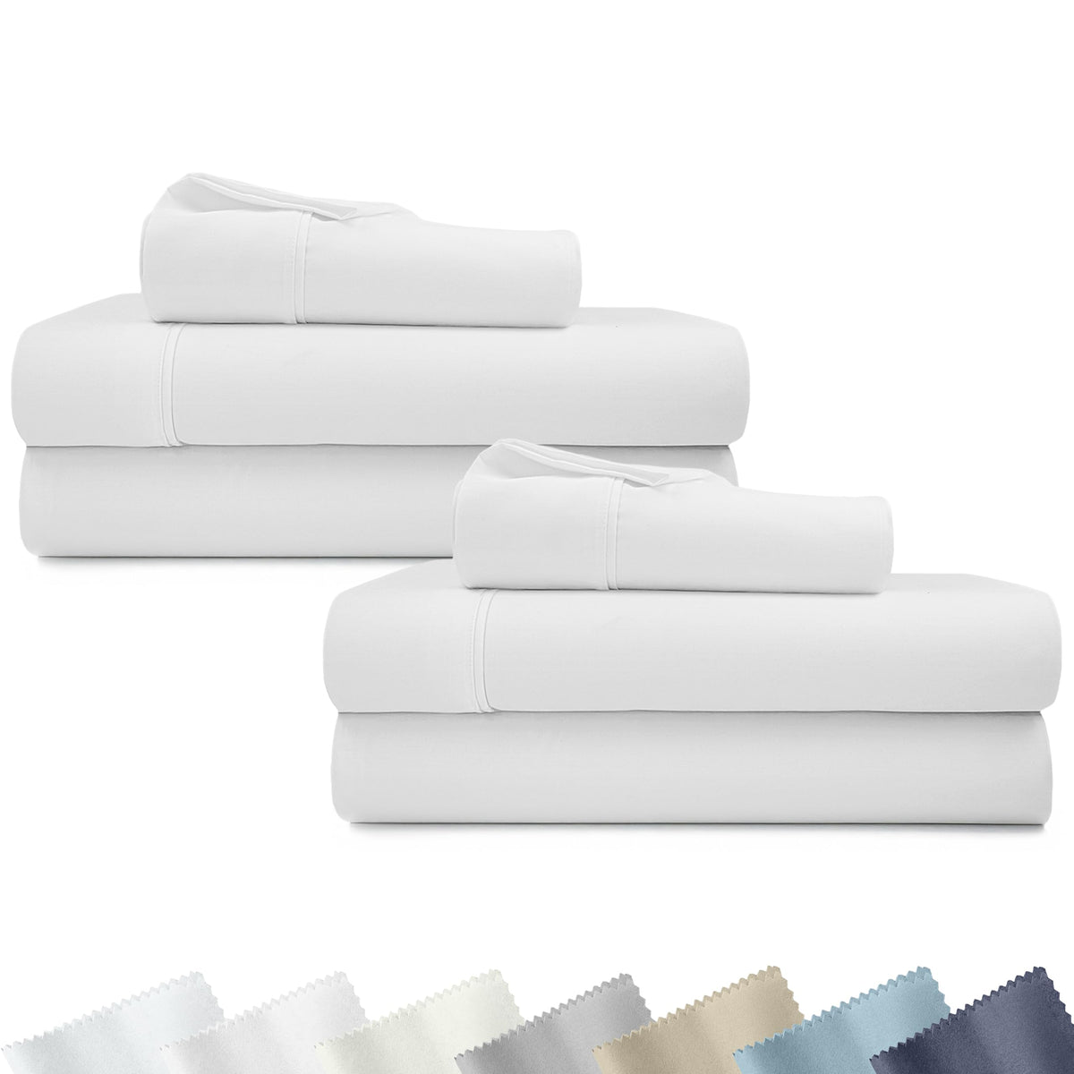 California Design Den Soft 100% Cotton Sateen Queen Bed Sheets Set, White