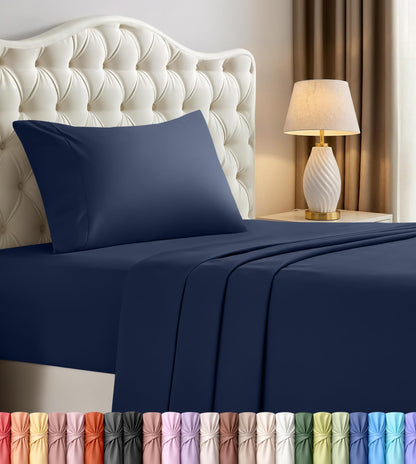 Queen Sheets Set, 4 Pieces 16" Deep Pocket Hotel Luxury Bed Sheets, Grey