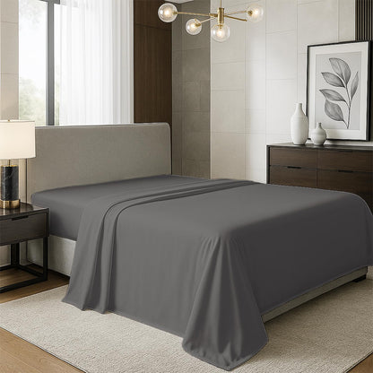 TEXAS LINEN CO. 100% Organic Cotton Queen Flat Sheet, Percale Weave, White