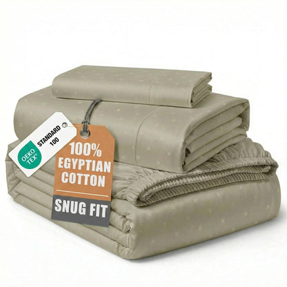 LANE LINEN 100% Egyptian Cotton Sheets King Size Silky Sateen Weave - White