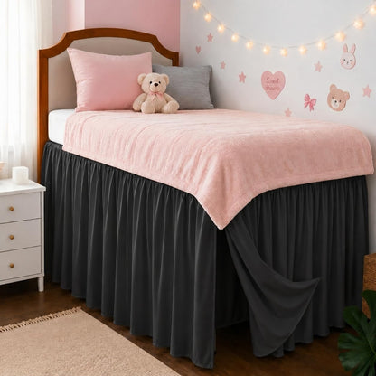 White Platform Dorm Room Bed Skirt Twin XL 36 Inch Drop with Split Corner
