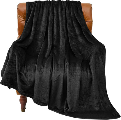 BEDELITE Fleece Blanket Soft Plush Throw for Couch Black 50"x60"