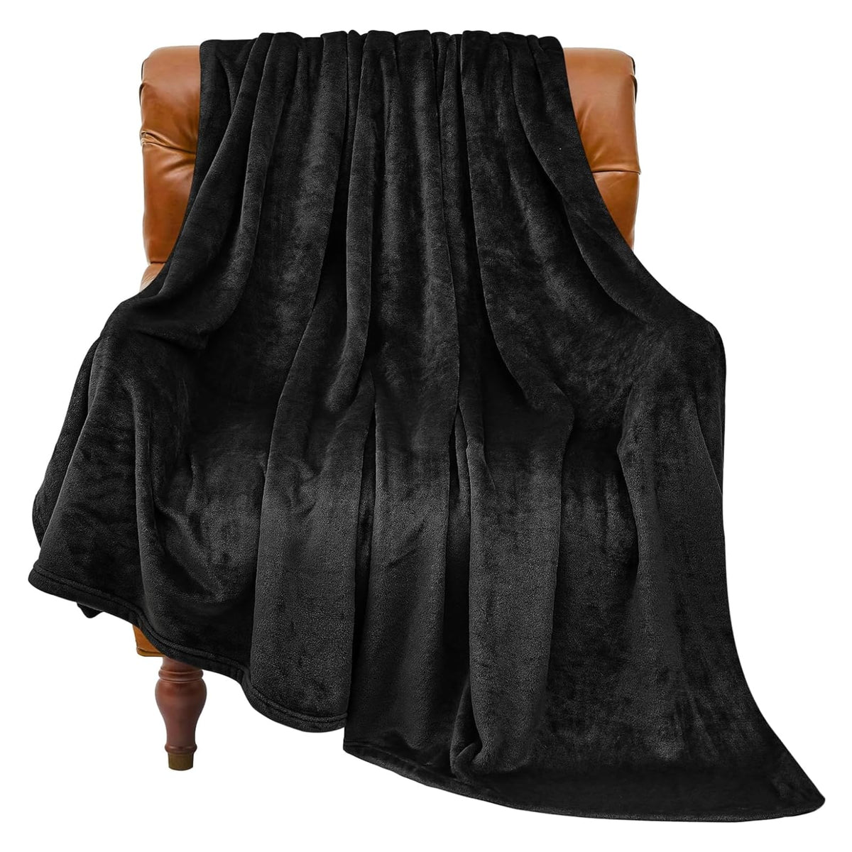 BEDELITE Fleece Blanket Soft Plush Throw for Couch Black 50"x60"