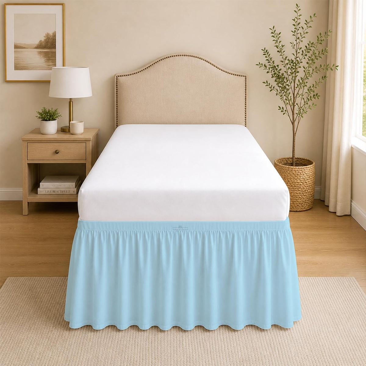 Dorm Room College Microfiber Ruffled Bedskirts Twin-XL 30" Drop, Black