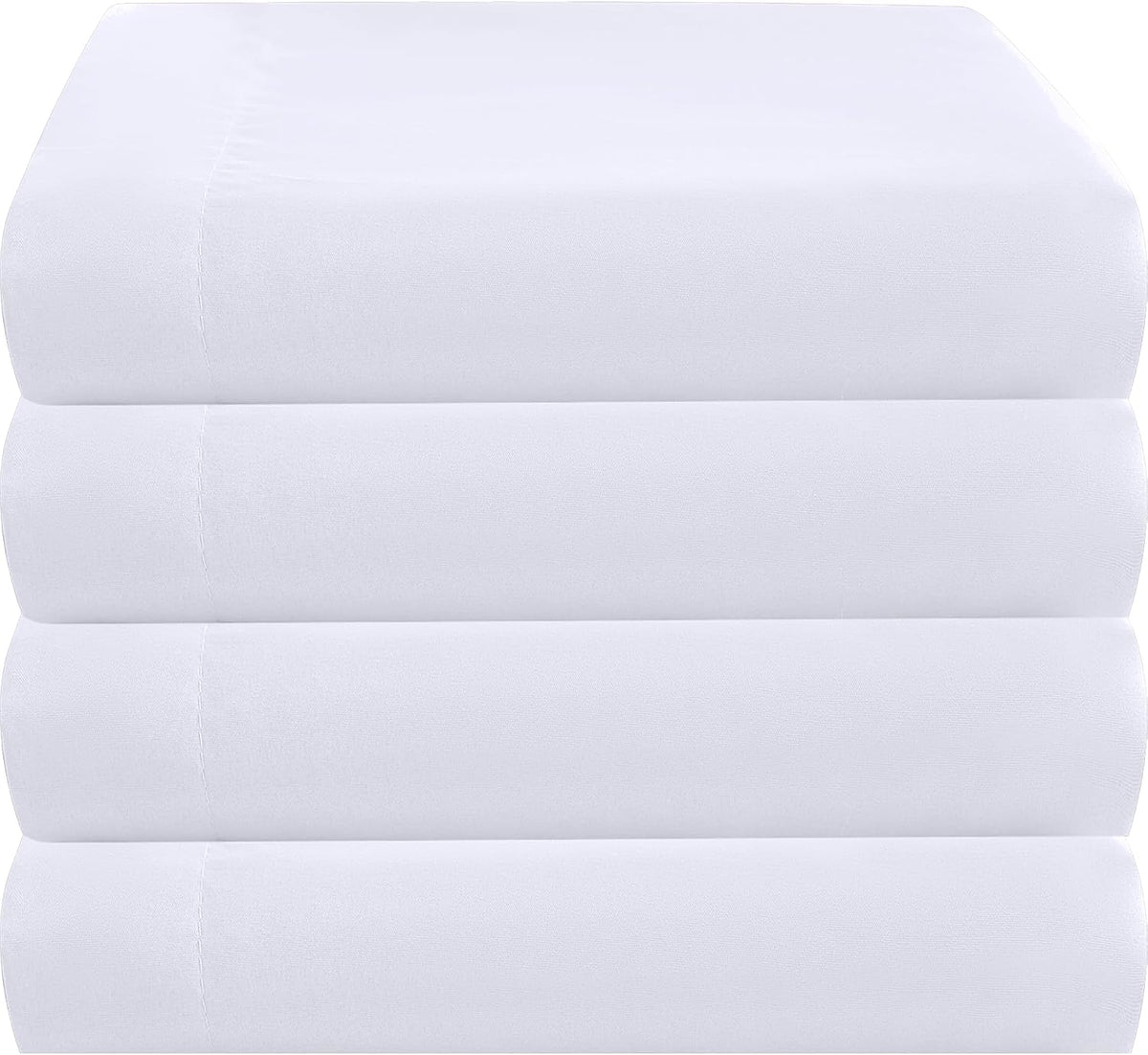 ZPECC Twin Flat Sheets Only White 4 Pack, Color-Coded Hem Threads