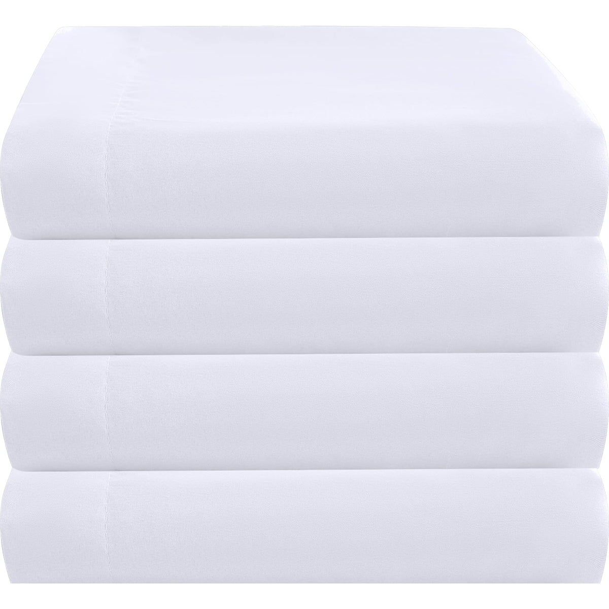 ZPECC Twin Flat Sheets Only White 6 Pack, Color-Coded Hem Threads