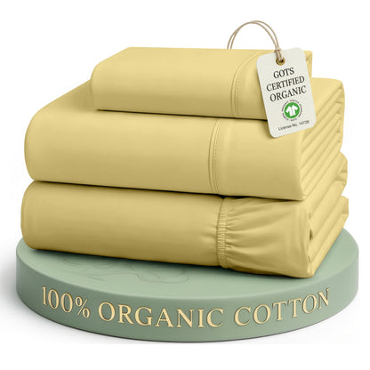 LANE LINEN Queen Sheets 100% Organic Cotton 4pc Percale Cooling - White