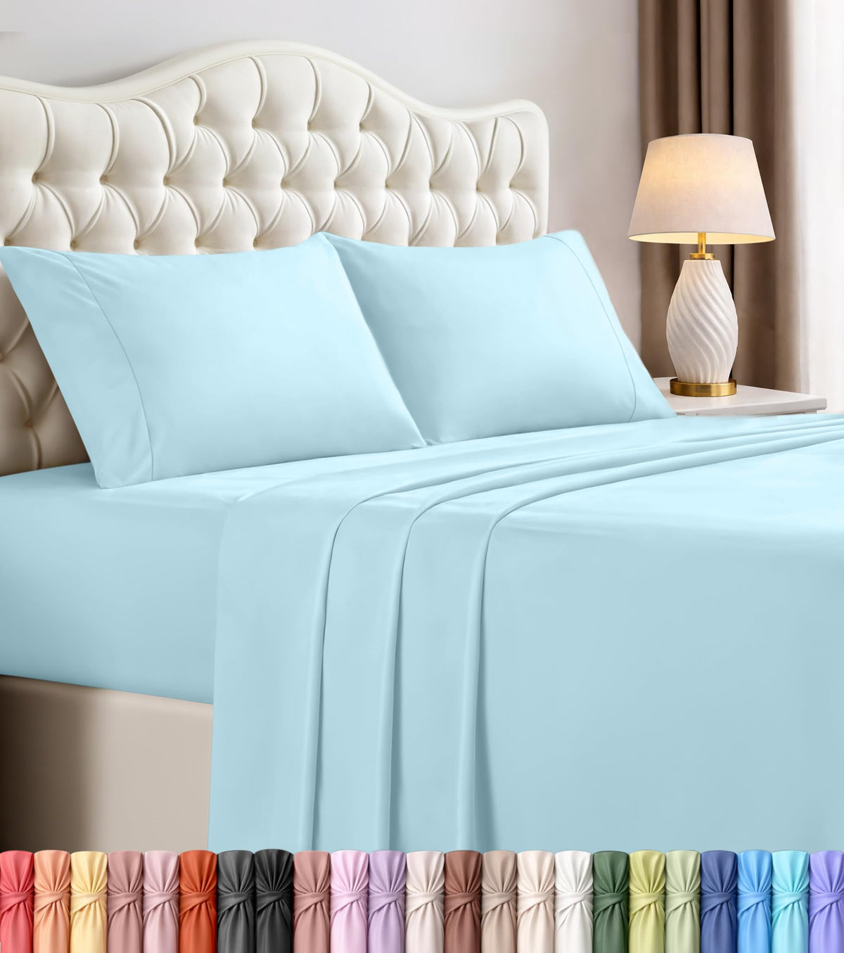 Queen Sheets Set, 4 Pieces 16" Deep Pocket Hotel Luxury Bed Sheets, Grey