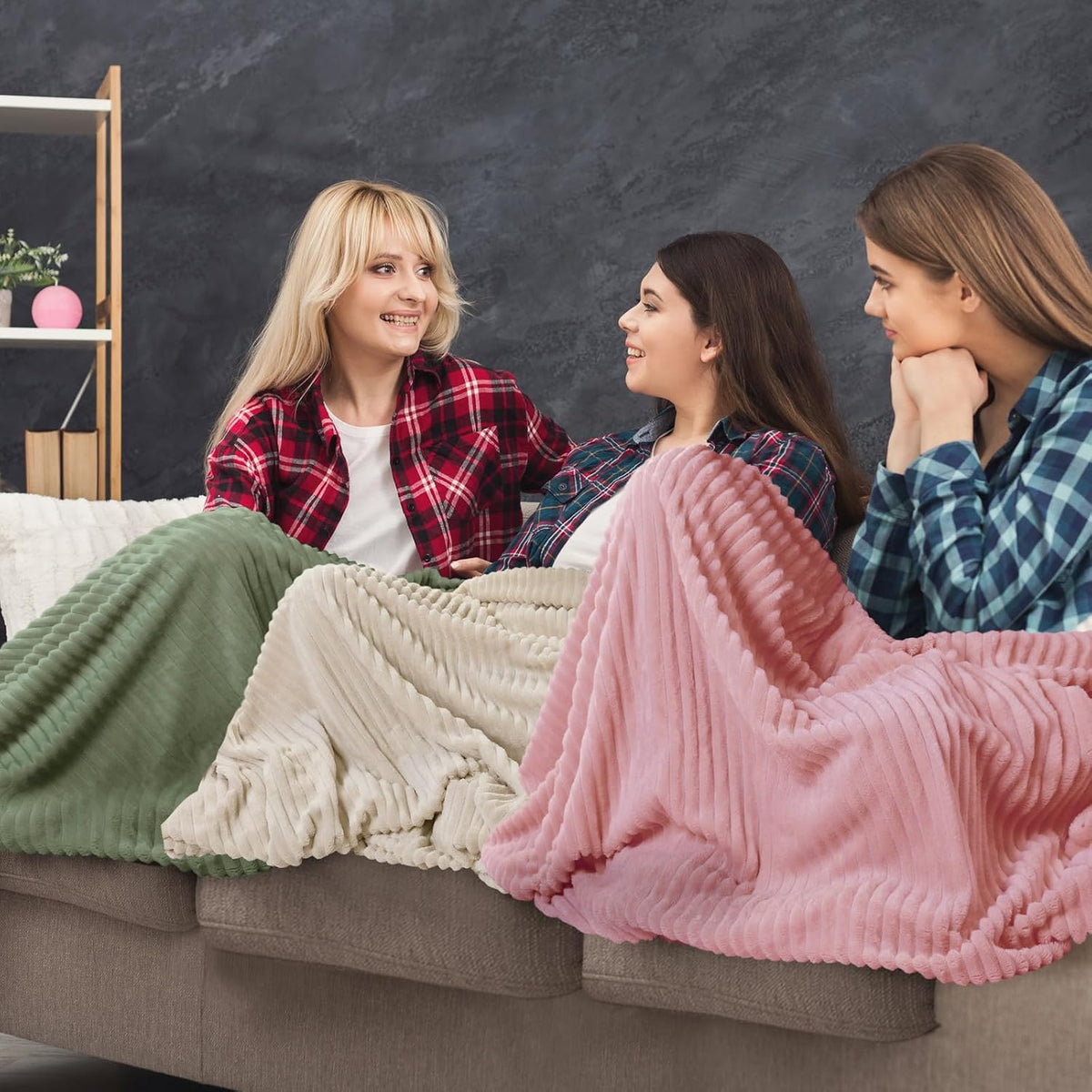 Buryeah 12 Pcs Flannel Blankets Bulk,Fall Outdoor Wedding, Multicolor