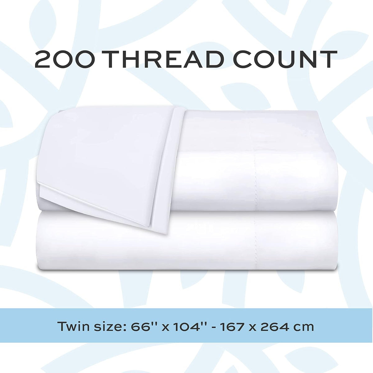White Classic Twin Flat Sheets 3 Pack, White Cotton Flat Bed Sheet 66x104 Inches, 200 Thread Count Hospital Bed Sheets