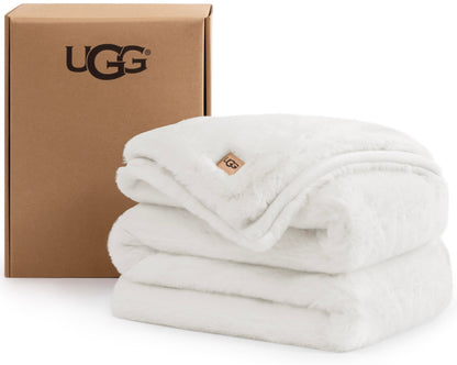 UGG Euphoria Throw Blanket, Plush Faux Fur Blanket, 50" x 70", Grey Blue