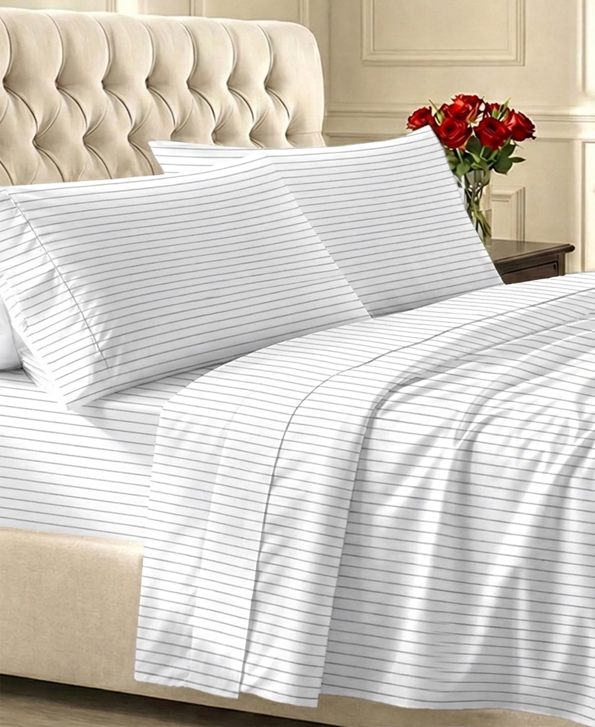 California Design Den Soft 100% Cotton Sateen Queen Bed Sheets Set, White