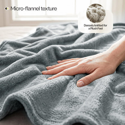 Soft Fleece Blanket for Bed Queen Size Cool Grey (90x90 Inch)