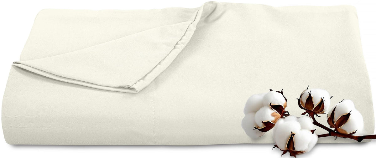 Royale Linens 300 Thread Count 100% Cotton Queen Flat Sheet Only - Super Soft Flat Sheets Only - Top Sheet Sold Separately - Breathable, Cool & Crisp White Flat Sheet (Queen, White)