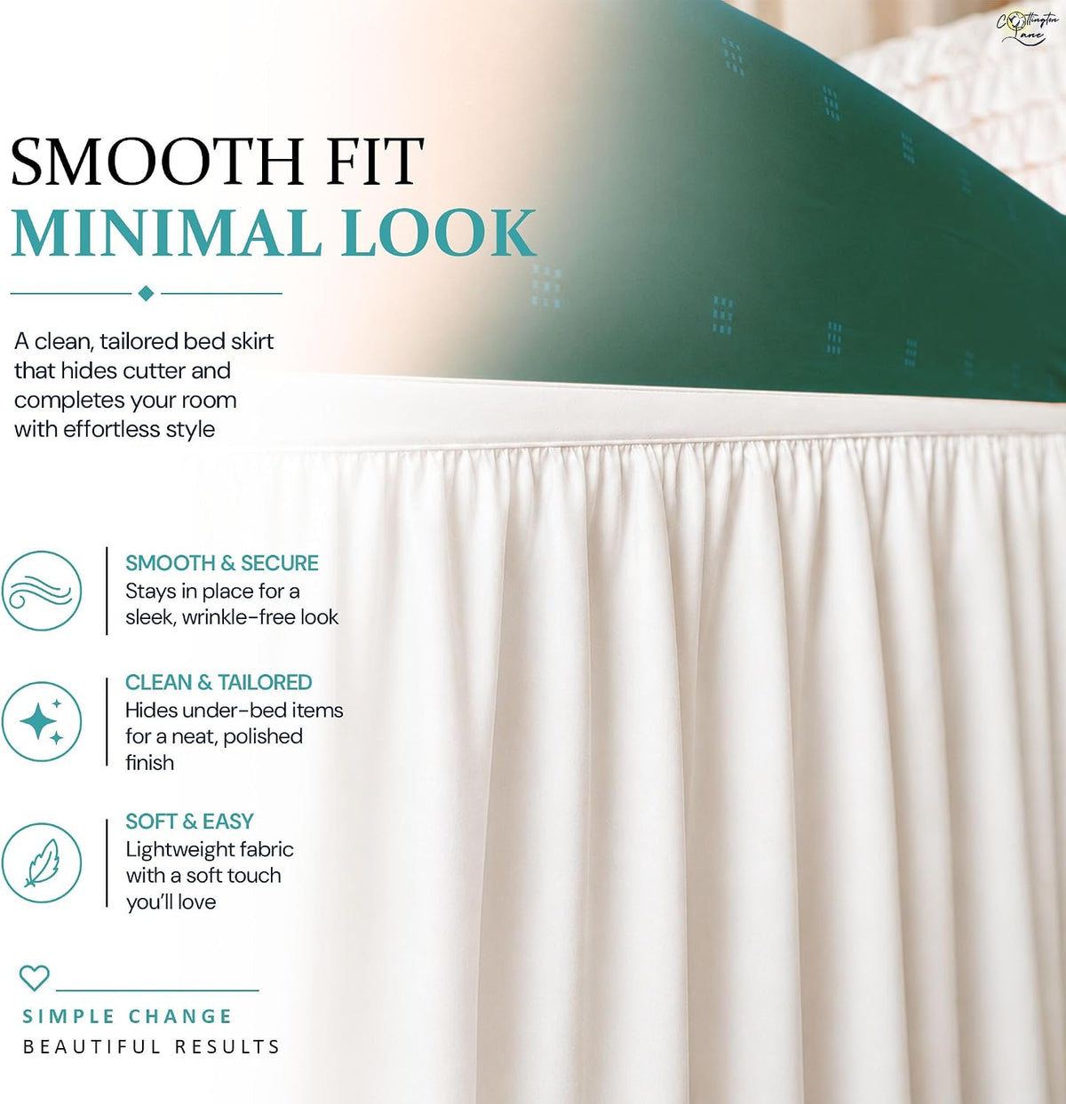 Cottington Lane Extra Long Ruffled College Dorm Bed Skirt 36 Inch Drop, Premium Hotel Collection Brushed Mircofiber Twin XL Dust Ruffle Raised Dorm Room Essentials and Decor, White Solid