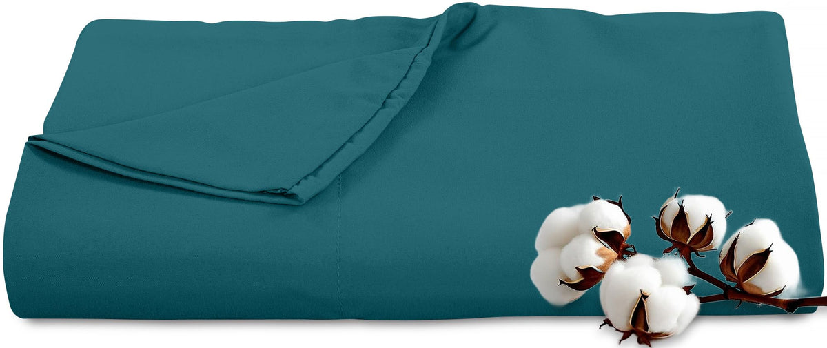 Royale Linens 300 Thread Count 100% Cotton Queen Flat Sheet Only - Super Soft Flat Sheets Only - Top Sheet Sold Separately - Breathable, Cool & Crisp White Flat Sheet (Queen, White)
