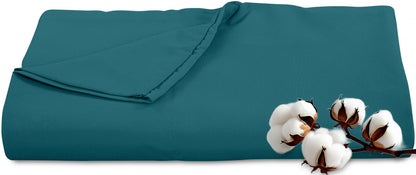 Royale Linens 300 Thread Count 100% Cotton Queen Flat Sheet Only - Super Soft Flat Sheets Only - Top Sheet Sold Separately - Breathable, Cool & Crisp White Flat Sheet (Queen, White)