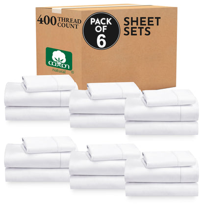 California Design Den Soft 100% Cotton Sateen Queen Bed Sheets Set, White