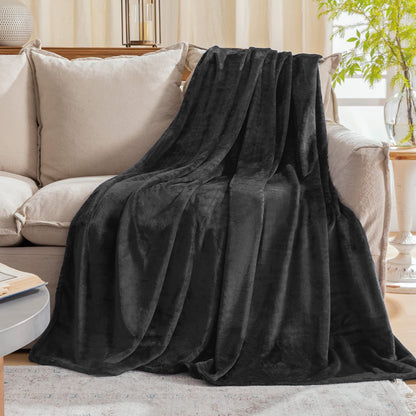 Fleece Plush Throw Blanket Navy Blue 50"x60"for Couch Fuzzy Cozy Flannel