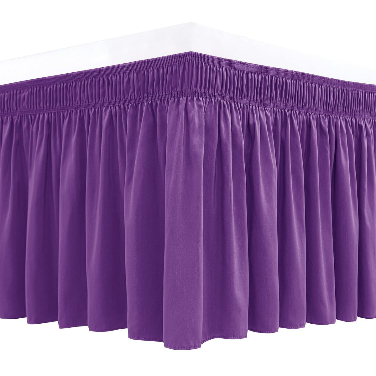 Wrap Around Queen Size Bed Skirt 15" Drop-Elastic Dust Ruffle Light Camel