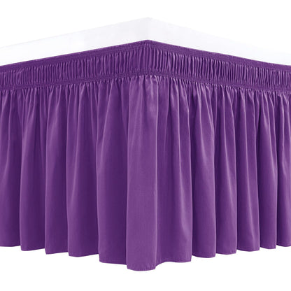 Wrap Around Queen Size Bed Skirt 15" Drop-Elastic Dust Ruffle Light Camel