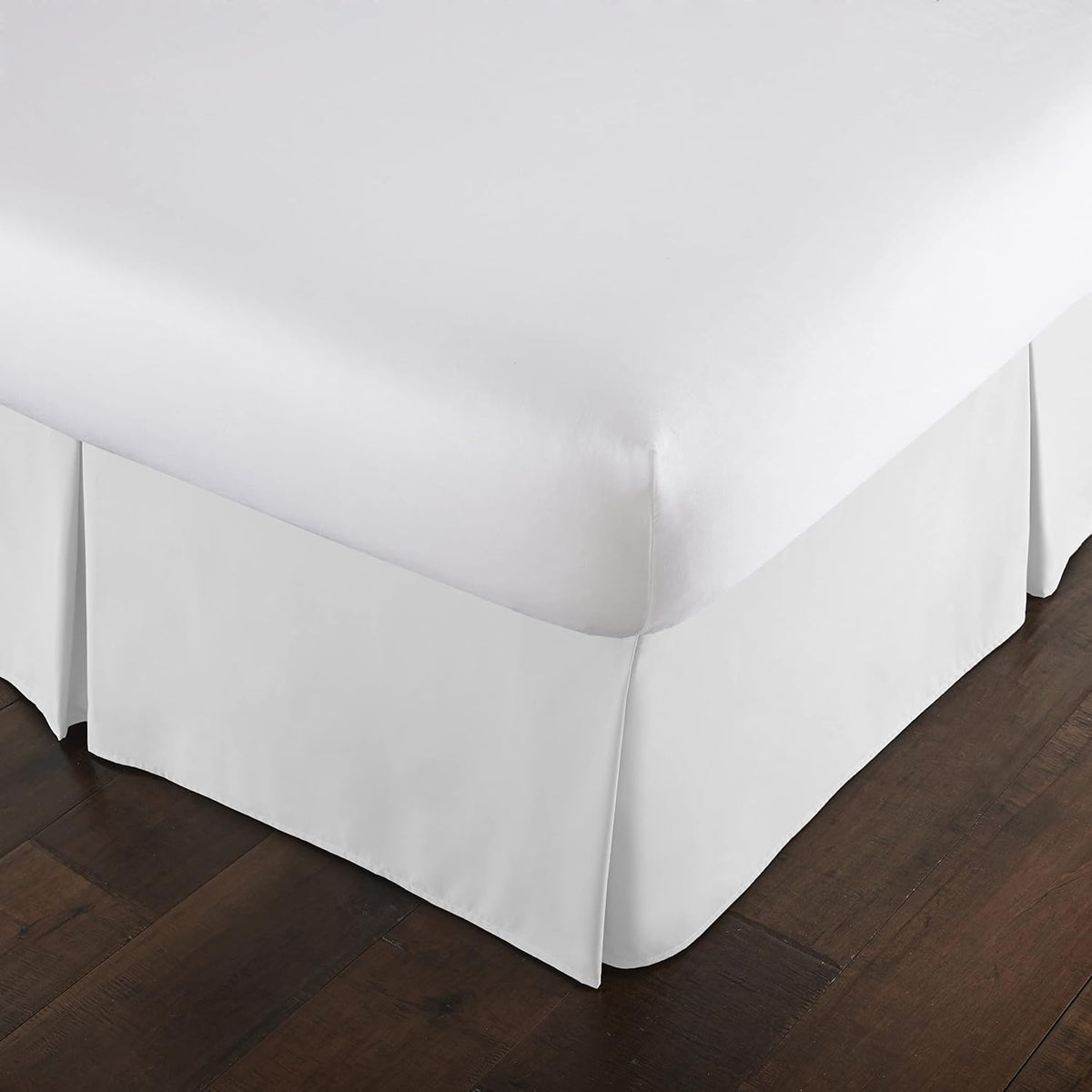 Pleated Queen Bed Skirt 14 Inch Drop Wrinkle Resistant Microfiber White