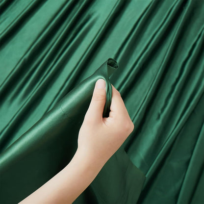 Ersmak Satin Flat Sheet Only, Single Flat Sheet Twin, Luxury & Ultra Soft Silky Bedding Top Sheet for Twin Mattress - Emerald Green