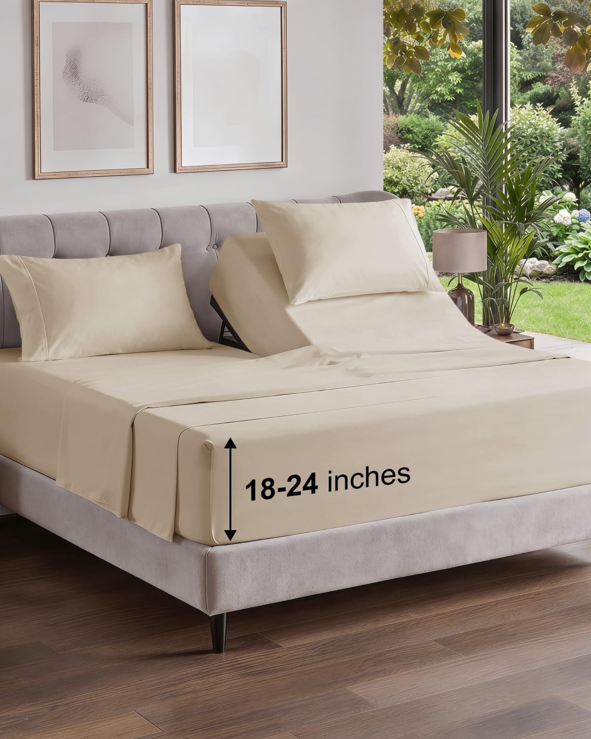 Extra Deep King Sheet Set - 4 Piece Breathable & Cooling - Antique White