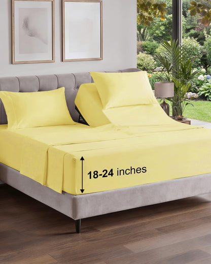 Extra Deep King Sheet Set - 4 Piece Breathable & Cooling - Antique White