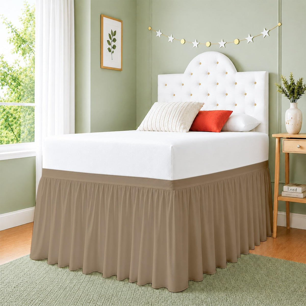 Cottingon Dorm Room Bed Skirt, 100% Microfiber, White, Twin XL-32 Drop