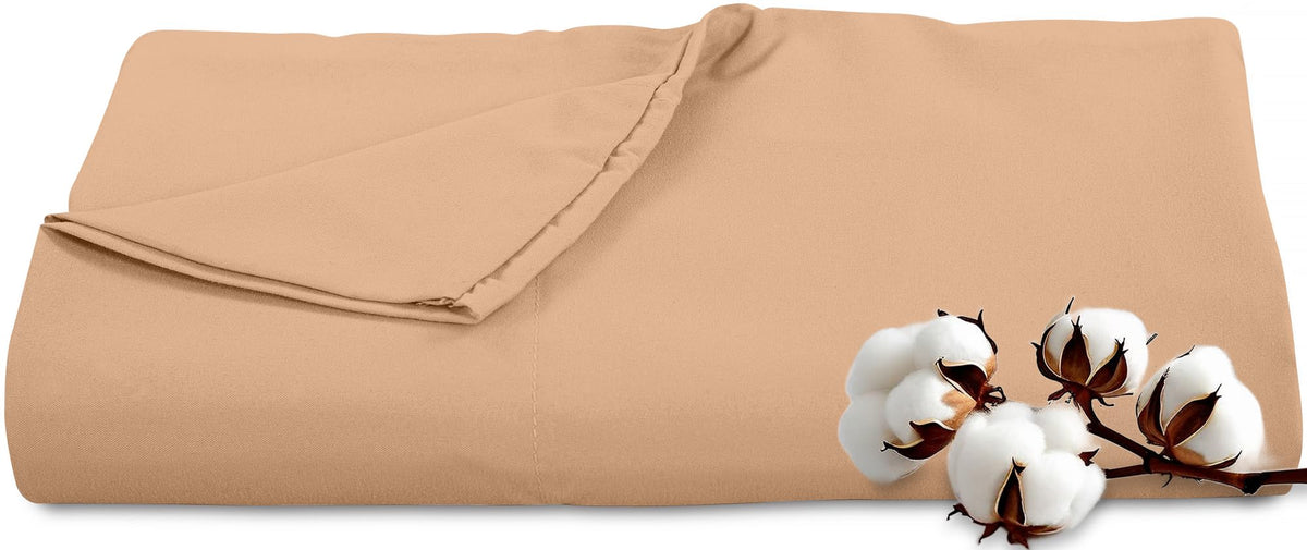Royale Linens 300 Thread Count 100% Cotton Queen Flat Sheet Only - Super Soft Flat Sheets Only - Top Sheet Sold Separately - Breathable, Cool & Crisp White Flat Sheet (Queen, White)