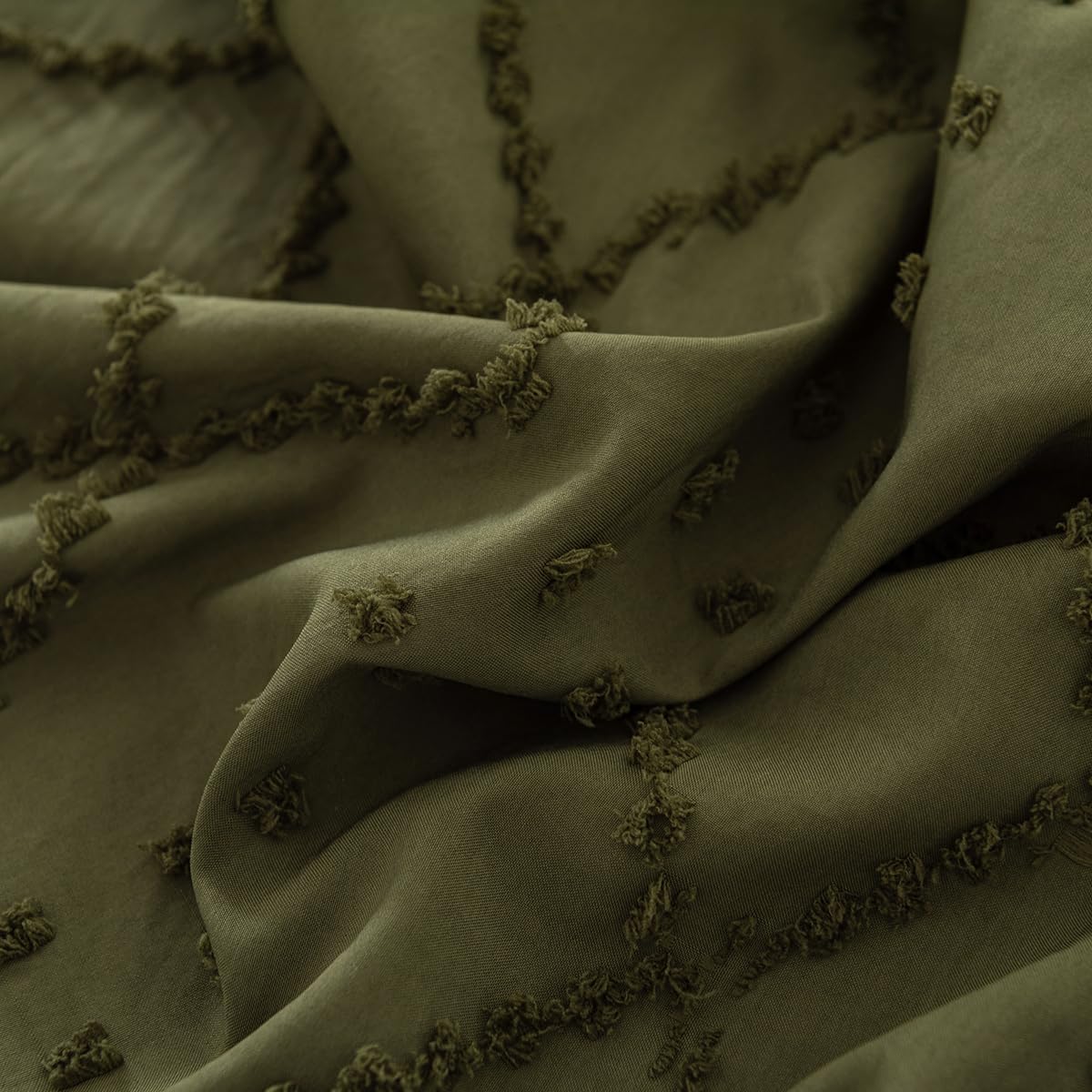 Bed Skirt King Size Ruffled Bed Skirt with Split Corners, Olive Green