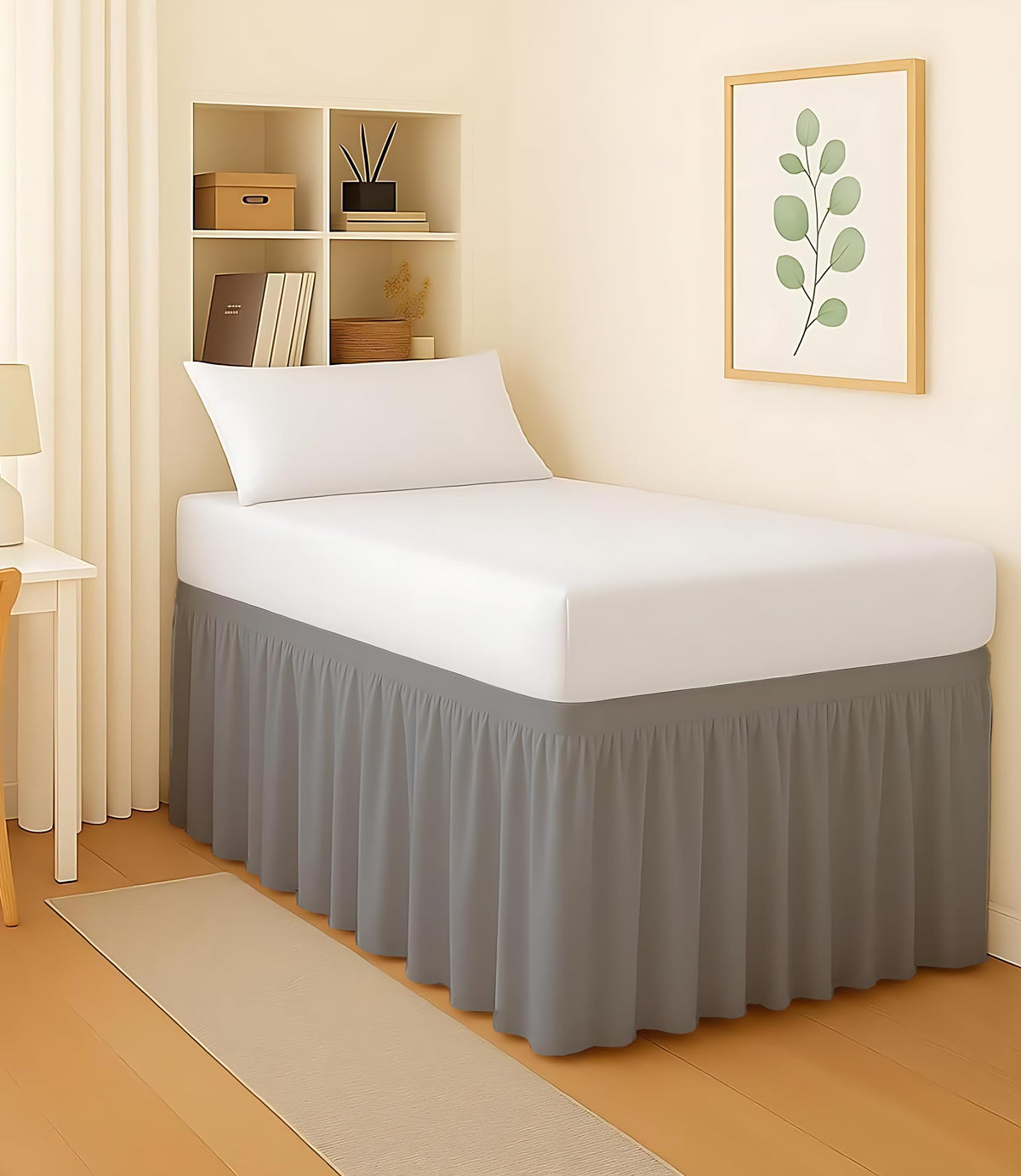 Mattress-Homes College Dorm Bed Skirt Twin XL, 42 Inch Drop Extra Long Bed Skirt, Split Corner Tailored Dust Ruffle, Premium Brushed Microfiber, Wrinkle Resistant, White
