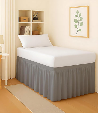 Mattress-Homes College Dorm Bed Skirt Twin XL, 42 Inch Drop Extra Long Bed Skirt, Split Corner Tailored Dust Ruffle, Premium Brushed Microfiber, Wrinkle Resistant, White