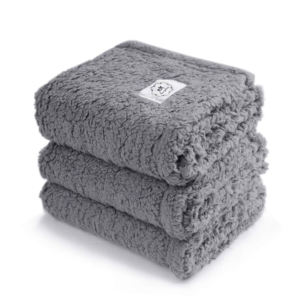 1 Pack 3 Calming Blankets Fluffy Premium Fleece Pet Blanket Soft Sherpa Throw for Dog Puppy Cat Beige Small (23" x16'')
