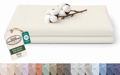 Royale Linens 100% Organic Cotton Full Size Flat Sheet Only - Percale Top Sheets - Full Flat Sheet Sold Separately - Lightweight & Super Soft 100% Cotton White Bed Sheets Only (81" x 96", White)